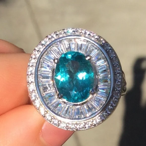 NEW 2.33ct Natural Earth Mined VVS Apatite Estate Sterling Silver Ring 6